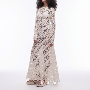 Topshop Cream Floral Lace Maxi Skirt